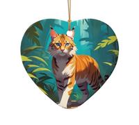 WZYCWB Pochoir en céramique en forme d'étoile avec motif chat de la jungle, parfait pour décorer votre arbre de Noël pour les fêtes d'hiver, taille unique, Céramique