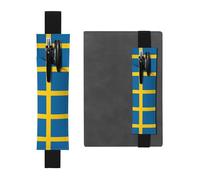 WZYCWB Porte-stylo en PVC imprimé drapeau suédois + trousse créative avec bande élastique antidérapante