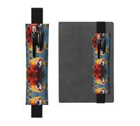 WZYCWB Porte-stylo en PVC imprimé perroquet avec plumes colorées + trousse créative avec bande élastique antidérapante