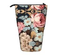 WZYCWB Porte-stylo rétractable à motif floral vintage adapté pour une utilisation comme simple trousse de maquillage, portefeuille, etc.