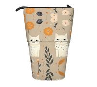 WZYCWB Porte-stylo rétractable avec deux chats amusants pour une utilisation comme simple trousse de maquillage, portefeuille, etc.