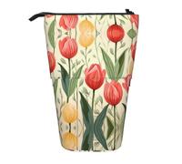 WZYCWB Porte-stylo rétractable avec motif d'illustration de tulipe, adapté pour une utilisation comme simple trousse de maquillage, portefeuille, etc.