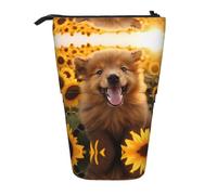 WZYCWB Porte-stylo rétractable imprimé caniche tournesol adapté pour une utilisation comme simple trousse de maquillage, portefeuille, etc.