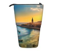 WZYCWB Porte-stylo rétractable imprimé coucher de soleil à Barcelone, convient pour une utilisation comme simple trousse de maquillage, portefeuille, etc.