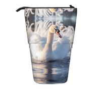 WZYCWB Porte-stylo rétractable imprimé cygnes blancs nageur adapté pour une utilisation comme simple trousse de maquillage, portefeuille, etc.