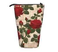 WZYCWB Porte-stylo rétractable imprimé de nombreuses roses rouges adapté pour une utilisation comme simple trousse de maquillage, portefeuille, etc.
