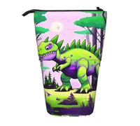 WZYCWB Porte-stylo rétractable imprimé dinosaure vert adapté pour une utilisation comme simple trousse de maquillage, portefeuille, etc.