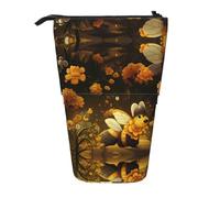 WZYCWB Porte-stylo rétractable imprimé fleurs jaunes adapté pour une utilisation comme simple trousse de maquillage, portefeuille, etc.