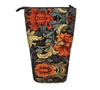 WZYCWB Porte-stylo rétractable imprimé jardin de fleurs vintage adapté pour une utilisation comme simple trousse de maquillage, portefeuille, etc.