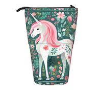 WZYCWB Porte-stylo rétractable imprimé licorne avec cheveux roses, convient pour une utilisation comme simple trousse de maquillage, portefeuille, etc.