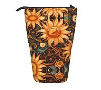 WZYCWB Porte-stylo rétractable imprimé lignes de tournesol adapté pour une utilisation comme simple trousse de maquillage, portefeuille, etc.