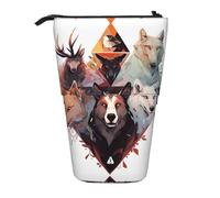 WZYCWB Porte-stylo rétractable imprimé loups et rennes adapté pour une utilisation comme simple trousse de maquillage, portefeuille, etc.