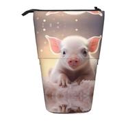 WZYCWB Porte-stylo rétractable imprimé petit cochon adapté pour une utilisation comme simple trousse de maquillage, portefeuille, etc.