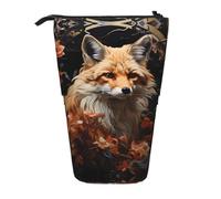 WZYCWB Porte-stylo rétractable imprimé renard et fleurs convient pour une utilisation comme simple trousse de maquillage, portefeuille, etc.