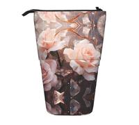 WZYCWB Porte-stylo rétractable imprimé roses blanches adapté pour une utilisation comme simple trousse de maquillage, portefeuille, etc.