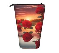 WZYCWB Porte-stylo rétractable imprimé roses rouges au coucher du soleil - Convient pour une utilisation comme simple trousse de maquillage, portefeuille, etc.