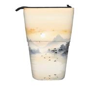 WZYCWB Porte-stylo rétractable imprimé Sunset Mountain Illustration Convient pour une utilisation comme simple trousse de maquillage, portefeuille, etc.