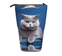 WZYCWB Porte-stylo rétractable imprimé Tempérament Shorthair Convient pour une utilisation comme simple trousse de maquillage, portefeuille, etc.