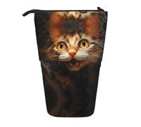 WZYCWB Porte-stylo rétractable imprimé tête de chat aquarelle adapté pour une utilisation comme simple trousse de maquillage, portefeuille, etc.