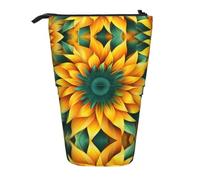 WZYCWB Porte-stylo rétractable imprimé tournesol jaune-vert adapté pour une utilisation comme simple trousse de maquillage, portefeuille, etc.