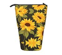 WZYCWB Porte-stylo rétractable imprimé tournesol soufflé par le vent, adapté pour une utilisation comme simple trousse de maquillage, portefeuille, etc.