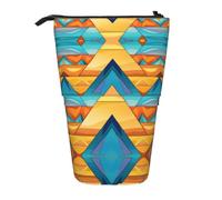 WZYCWB Porte-stylo rétractable imprimé triangle de construction puzzle adapté pour une utilisation comme simple trousse de maquillage, portefeuille, etc.