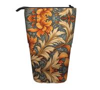 WZYCWB Porte-stylo rétractable vintage imprimé fleurs feuilles convient pour une utilisation comme simple trousse de maquillage, portefeuille, etc.
