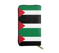 WZYCWB Portefeuille en cuir, 19,1 x 10,4 cm de long, compartiment à fermeture éclair, grand espace de rangement, bon cadeau pour les amis, drapeau de l'État de Palestine imprimé