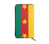 WZYCWB Portefeuille en cuir, 19,1 x 10,4 cm de long, compartiment à fermeture éclair, grand espace de rangement, bon cadeau pour les amis drapeau du Cameroun imprimé