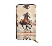 WZYCWB Portefeuille en cuir Cheval cabré marron avec compartiment à fermeture éclair de grande capacité, bon cadeau pour les amis, pochette de 19,1 x 10,4 cm de long, noir, taille unique, Noir