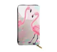 WZYCWB Portefeuille en cuir Love Flamingo avec compartiment à fermeture éclair de grande capacité, bon cadeau pour les amis, 19,1 x 10,4 cm de long, noir, taille unique, Noir , Taille unique