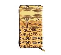 WZYCWB Portefeuille en cuir motif animaux de la prairie africaine, compartiment à fermeture éclair, grande capacité, bon cadeau pour les amis, pochette de 19,1 x 10,4 cm de long, noir, taille unique