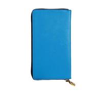 WZYCWB Portefeuille en cuir, pochette de 19,1 x 10,4 cm de long, compartiment à fermeture éclair, grand espace de rangement, bon cadeau pour les amis, couleur unie, bleu imprimé