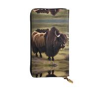 WZYCWB Portefeuille en cuir, pochette de 19,1 x 10,4 cm de long, compartiment à fermeture éclair, grand espace de rangement, bon cadeau pour vos amis, imprimé Mighty Highland Yak
