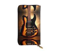 WZYCWB Portefeuille en cuir, pochette de 19,1 x 10,4 cm de long, compartiment à fermeture éclair, grand espace de rangement, bon cadeau pour les amis guitare instrumentale imprimée
