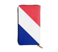 WZYCWB Portefeuille en cuir, pochette de 19,1 x 10,4 cm de long, compartiment à fermeture éclair, grand espace de rangement, bon cadeau pour les amis imprimé drapeau français