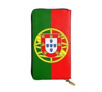 WZYCWB Portefeuille en cuir, pochette de 19,1 x 10,4 cm de long, compartiment à fermeture éclair, grand espace de rangement, bon cadeau pour vos amis avec drapeau portugais imprimé