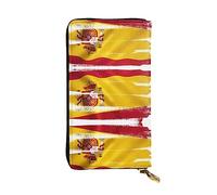 WZYCWB Portefeuille en cuir, pochette de 19,1 x 10,4 cm de long, compartiment à fermeture éclair, grand espace de rangement, bon cadeau pour vos amis avec drapeau espagnol imprimé