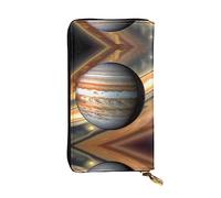 WZYCWB Portefeuille en cuir, pochette de 19,1 x 10,4 cm de long, compartiment à fermeture éclair, grand espace de rangement, bon cadeau pour les amis, imprimé paysage de Jupiter