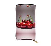 WZYCWB Portefeuille en cuir, pochette de 19,1 x 10,4 cm de long, compartiment à fermeture éclair, grand espace de rangement, bon cadeau pour vos amis, cerises du Chili imprimées