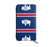 WZYCWB Portefeuille en cuir, pochette de 19,1 x 10,4 cm de long, compartiment à fermeture éclair, grand espace de rangement, bon cadeau pour les amis, drapeau de l'État du Wyoming imprimé