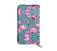 WZYCWB Portefeuille en cuir, pochette de 19,1 x 10,4 cm de long, compartiment à fermeture éclair, grand espace de rangement, bon cadeau pour les amis, imprimé un troupeau de flamants roses