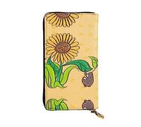 WZYCWB Portefeuille en cuir, pochette de 19,1 x 10,4 cm de long, compartiment à fermeture éclair, grand espace de rangement, bon cadeau pour vos amis graines de tournesol et tournesols imprimé