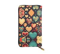 WZYCWB Portefeuille en cuir, pochette de 19,1 x 10,4 cm de long, compartiment à fermeture éclair, grand espace de rangement, bon cadeau pour les amis, cœurs colorés imprimés