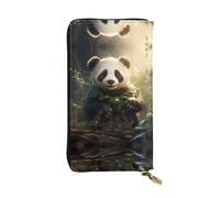 WZYCWB Portefeuille en cuir tendance avec imprimé panda mignon (19,1 x 10,4 cm), portefeuille décontracté pour pièces de monnaie
