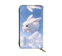 WZYCWB Portefeuille tendance en cuir blanc imprimé lapin (19,1 x 10,4 cm), portefeuille décontracté pour pièces de monnaie