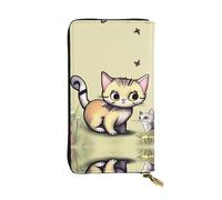 WZYCWB Portefeuille tendance en cuir imprimé chat et papillon (19,1 x 10,4 cm), portefeuille décontracté pour pièces de monnaie
