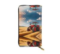 WZYCWB Portefeuille tendance en cuir imprimé tracteur rouge (19,1 x 10,4 cm), portefeuille décontracté pour pièces de monnaie