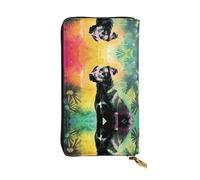 WZYCWB Portefeuille tendance en cuir noir assis avec imprimé chien (19,1 x 10,4 cm), portefeuille décontracté pour pièces de monnaie