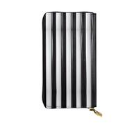 WZYCWB Portefeuille tendance en cuir noir et blanc à rayures imprimées (19,1 x 10,4 cm), portefeuille décontracté pour pièces de monnaie